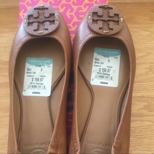 Like new Tory Burch Reva tan flats, size 8